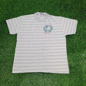 Vintage 90s Missouri Stripes Shirt Women XL 21x25 White Gray